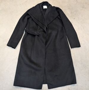 Vince Wool Blend Double Face Drape Neck Coat Women's S Black Belted